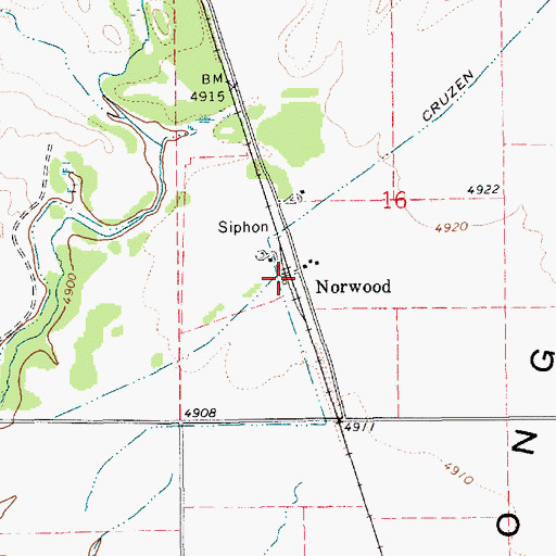 Topographic Map of Norwood, ID