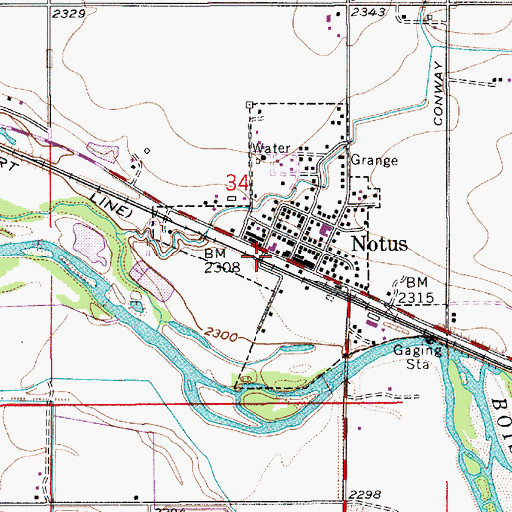 Topographic Map of Notus, ID