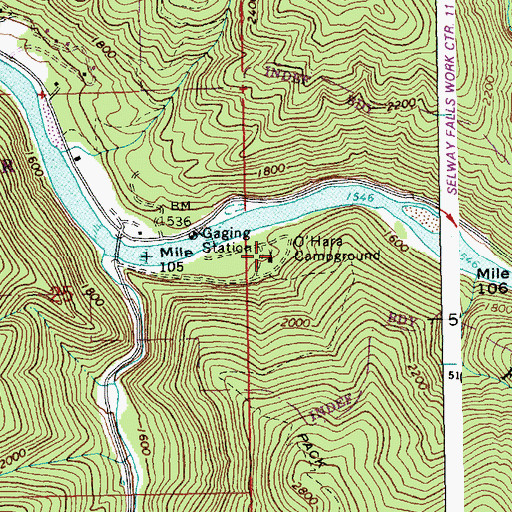 Topographic Map of O'Hara Campground, ID