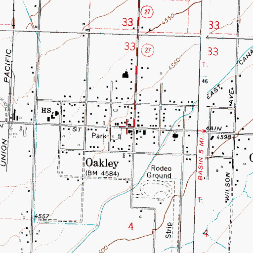 Topographic Map of Oakley, ID