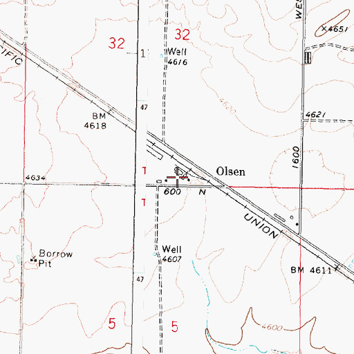 Topographic Map of Olsen, ID