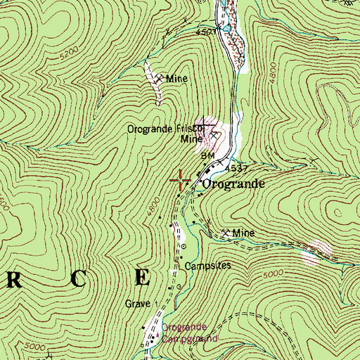 Topographic Map of Orogrande, ID