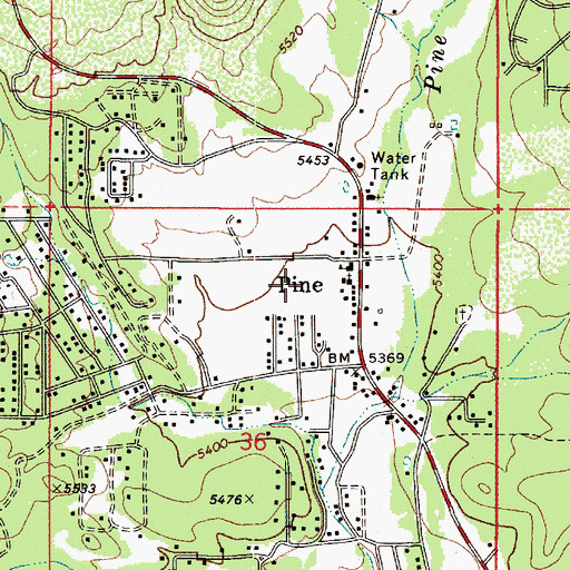 Topographic Map of Pine Strawberry Elementary School, AZ