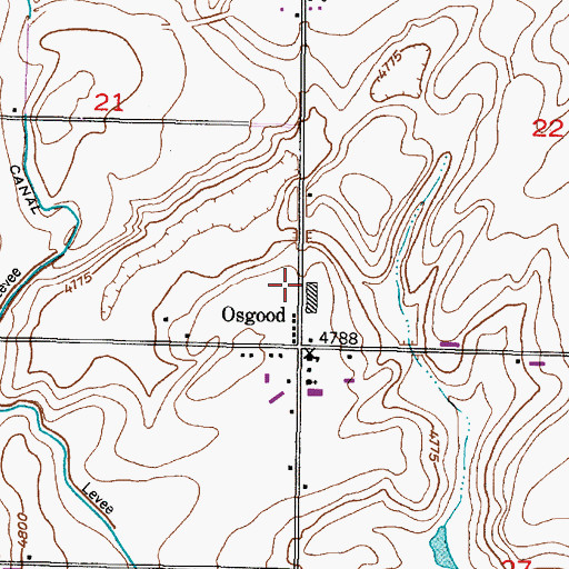 Topographic Map of Osgood, ID