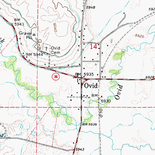 Topographic Map of Ovid, ID