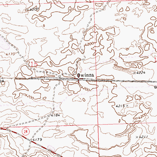 Topographic Map of Owinza, ID