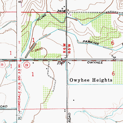 Topographic Map of Owyhee Heights, ID