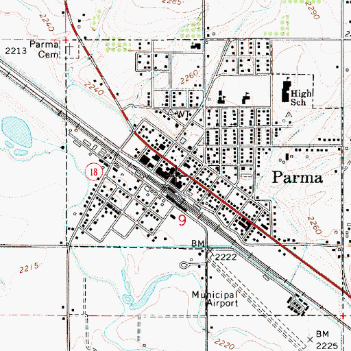 Topographic Map of Parma, ID