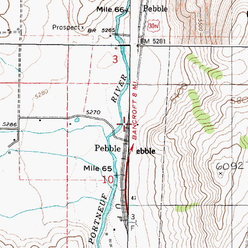 Topographic Map of Pebble, ID
