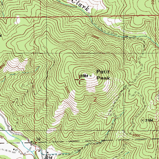 Topographic Map of Petit Peak, ID