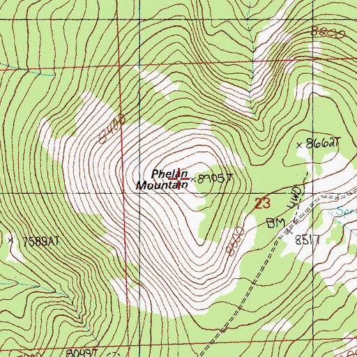 Topographic Map of Phelan Mountain, ID