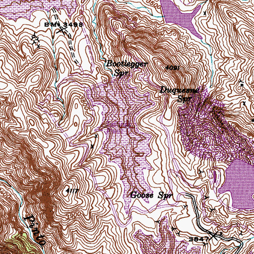 Topographic Map of Pinto Valley Tailings Dam Number One, AZ
