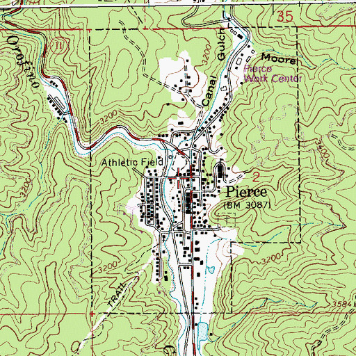 Topographic Map of Pierce, ID