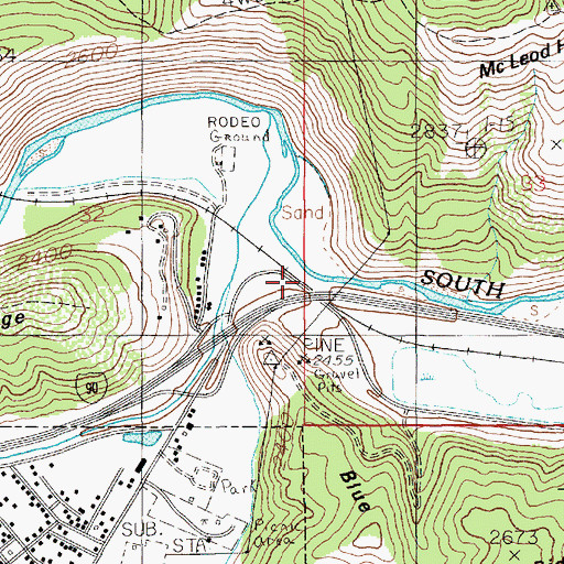 Topographic Map of Pine Creek, ID