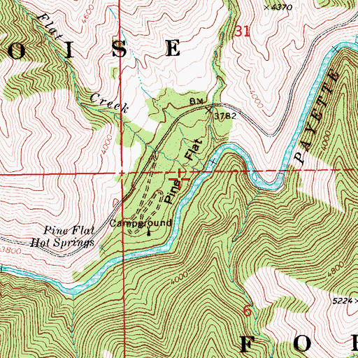Topographic Map of Pine Flat Creek, ID