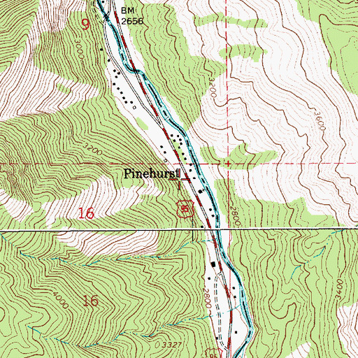 Topographic Map of Pinehurst, ID