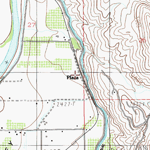 Topographic Map of Plaza, ID