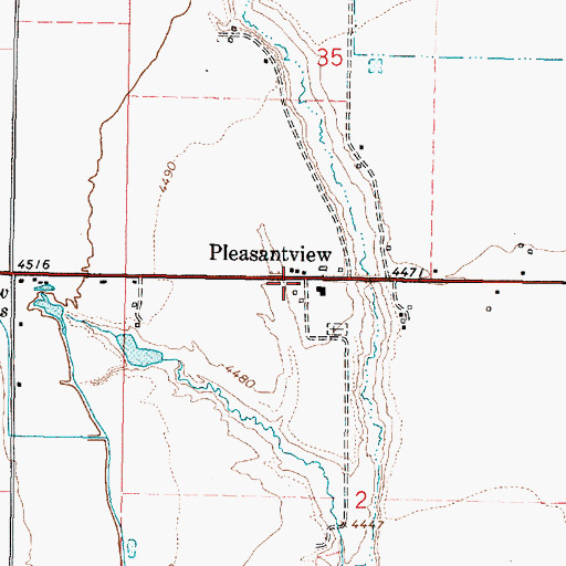 Topographic Map of Pleasantview, ID