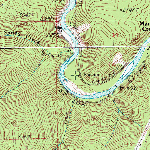 Topographic Map of Pocono, ID