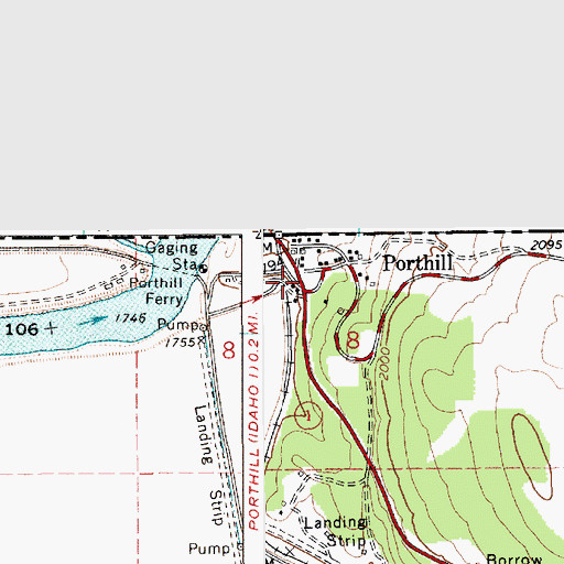 Topographic Map of Porthill, ID