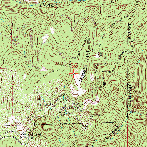 Topographic Map of Potato Hill, ID