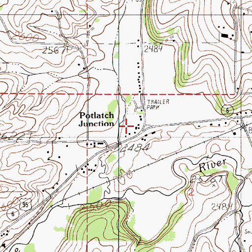 Topographic Map of Potlatch Junction, ID
