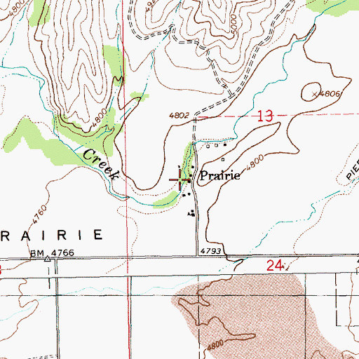 Topographic Map of Prairie, ID