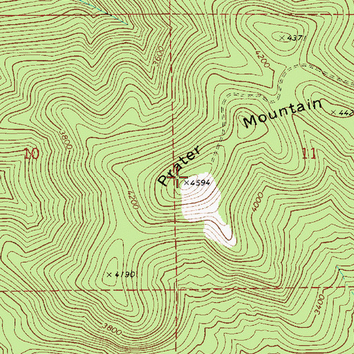 Topographic Map of Prater Mountain, ID