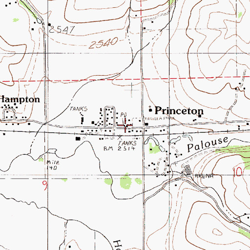 Topographic Map of Princeton, ID