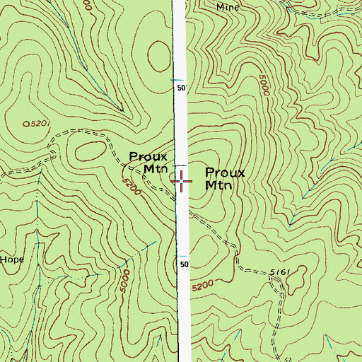 Topographic Map of Proux Mountain, ID