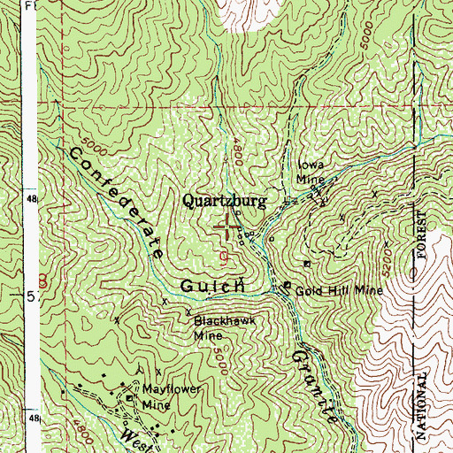 Topographic Map of Quartzburg, ID