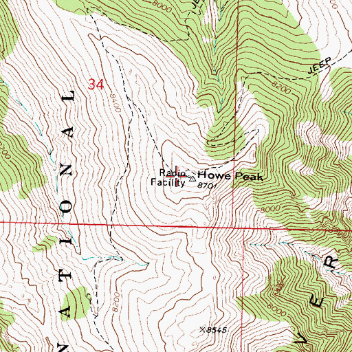 Topographic Map of Howe Peak, ID