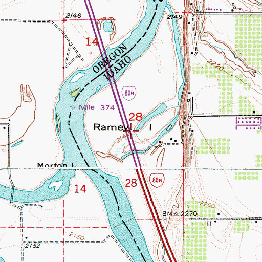 Topographic Map of Ramey, ID