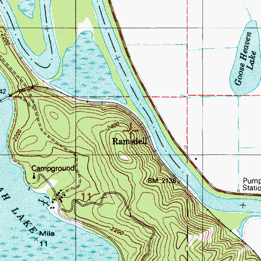 Topographic Map of Ramsdell, ID