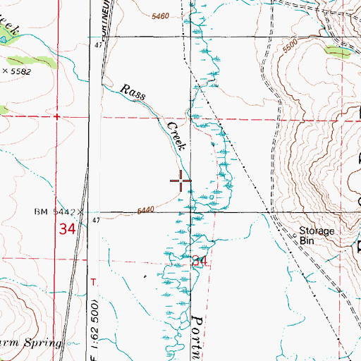 Topographic Map of Rass Creek, ID