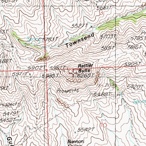 Topographic Map of Rattler Butte, ID