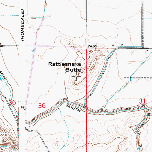 Topographic Map of Rattlesnake Butte, ID