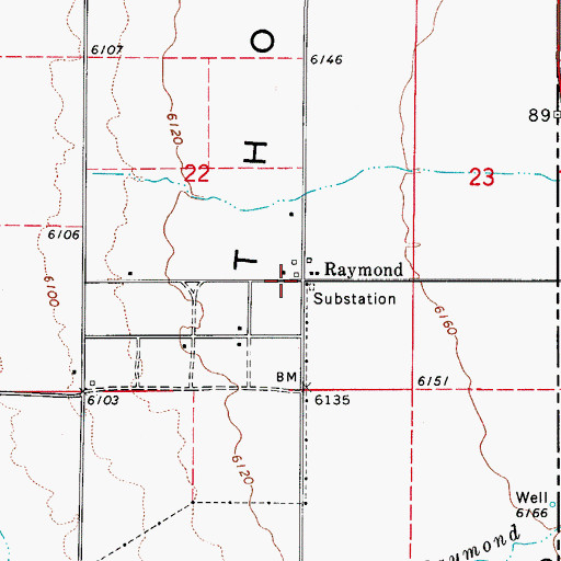 Topographic Map of Raymond, ID
