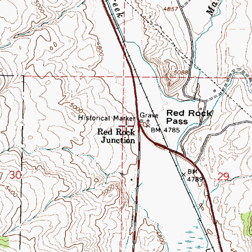 Topographic Map of Red Rock Junction, ID