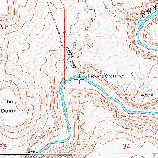 Topographic Map of Rickard Crossing, ID