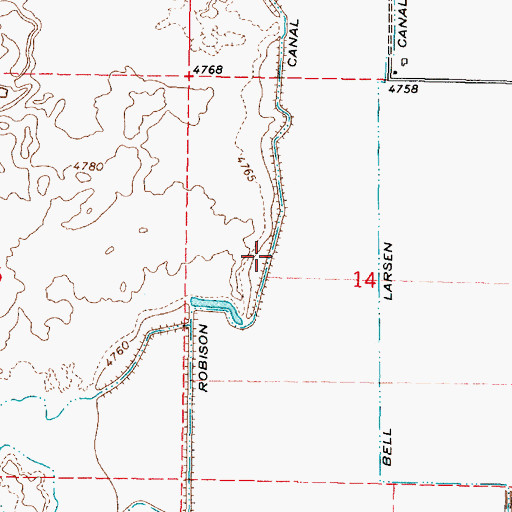 Topographic Map of Robison Canal, ID