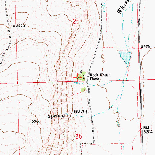Topographic Map of Rock House Place, ID