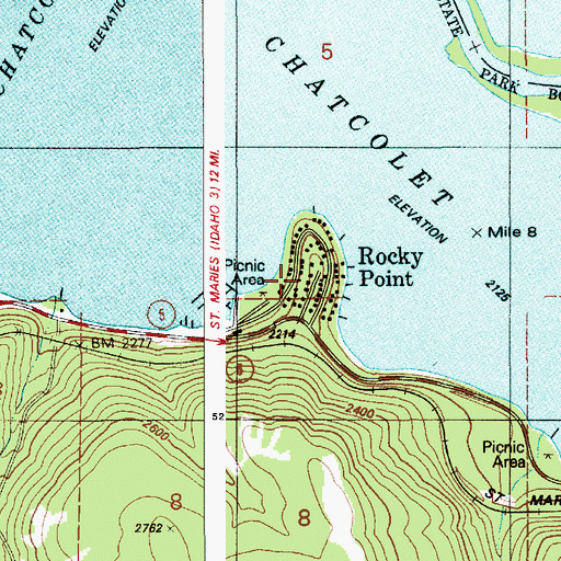 Topographic Map of Rocky Point, ID