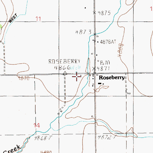 Topographic Map of Roseberry, ID