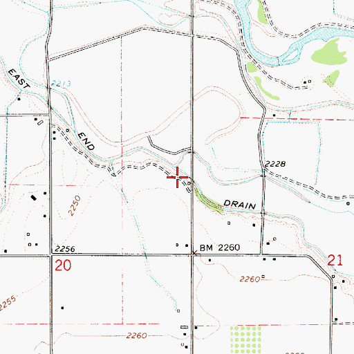 Topographic Map of Ross East End Drain, ID