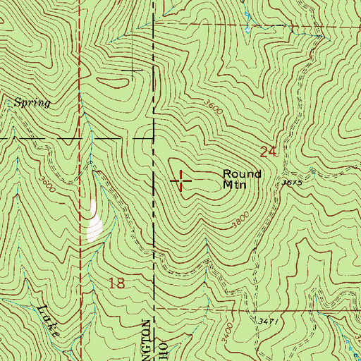 Topographic Map of Round Mountain, ID