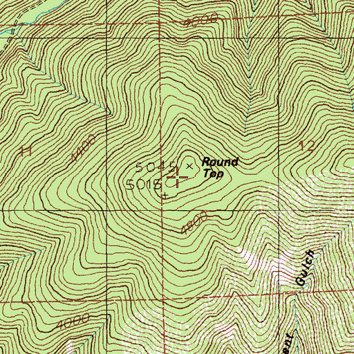 Topographic Map of Round Top, ID