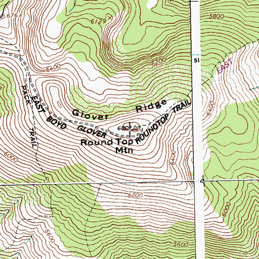 Topographic Map of Round Top Mountain, ID