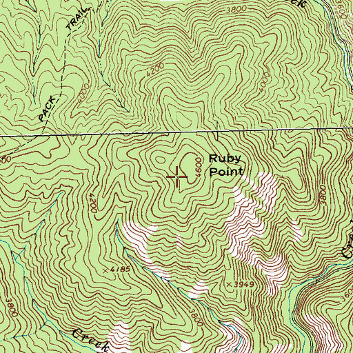 Topographic Map of Ruby Point, ID