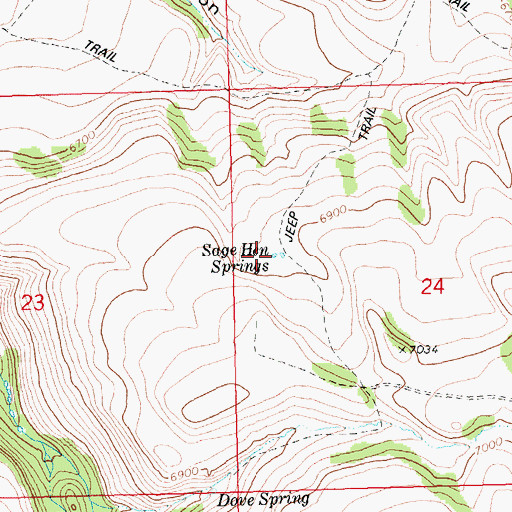 Topographic Map of Sage Hen Springs, ID